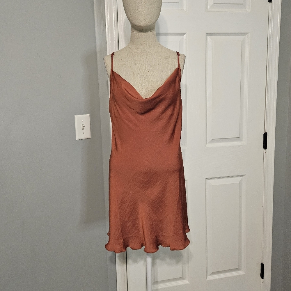 Free People Copper Satin Slip Dress